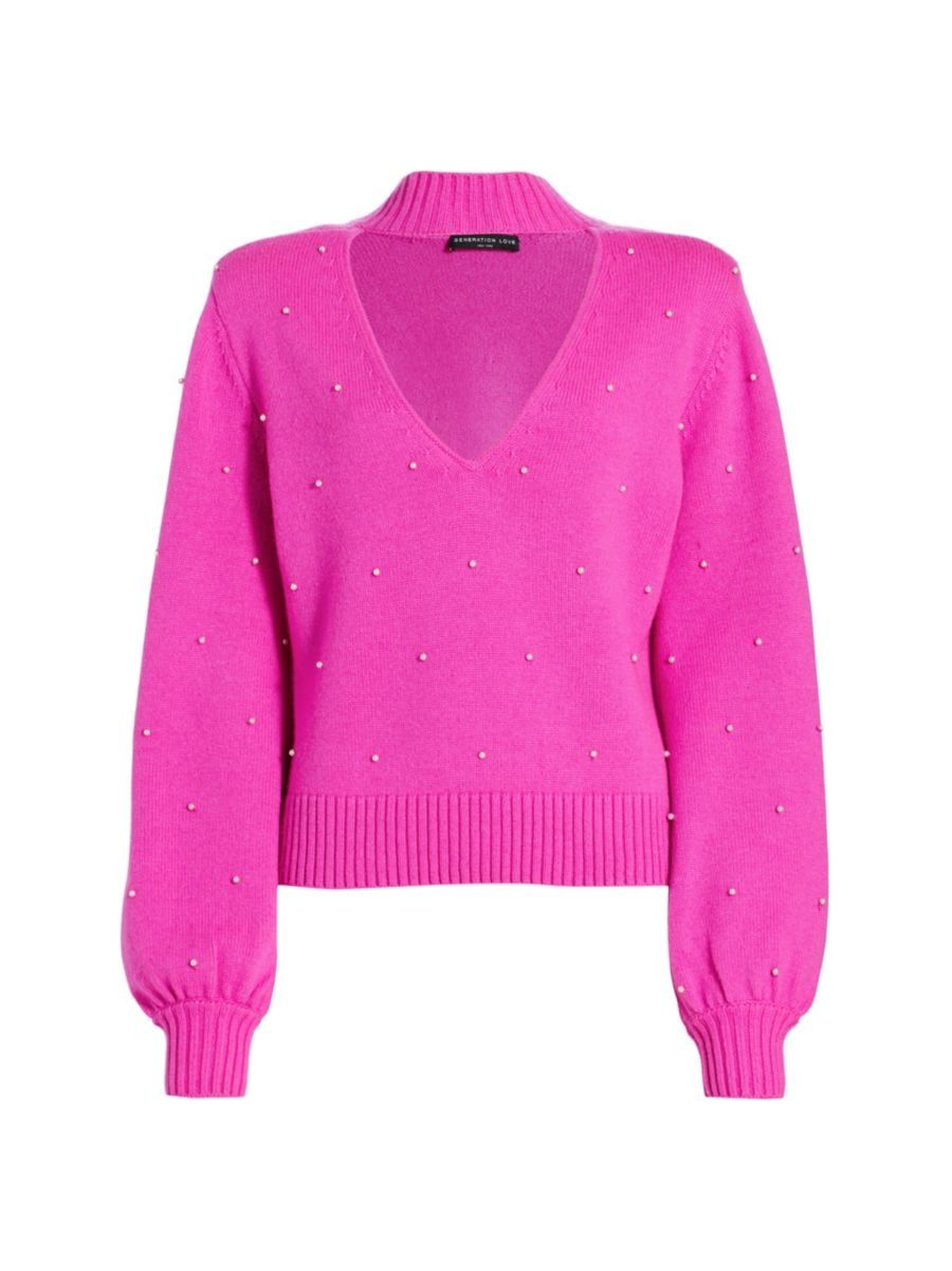 Generation Love Lilah Cut-Out Faux Pearl Sweater | Saks Fifth Avenue