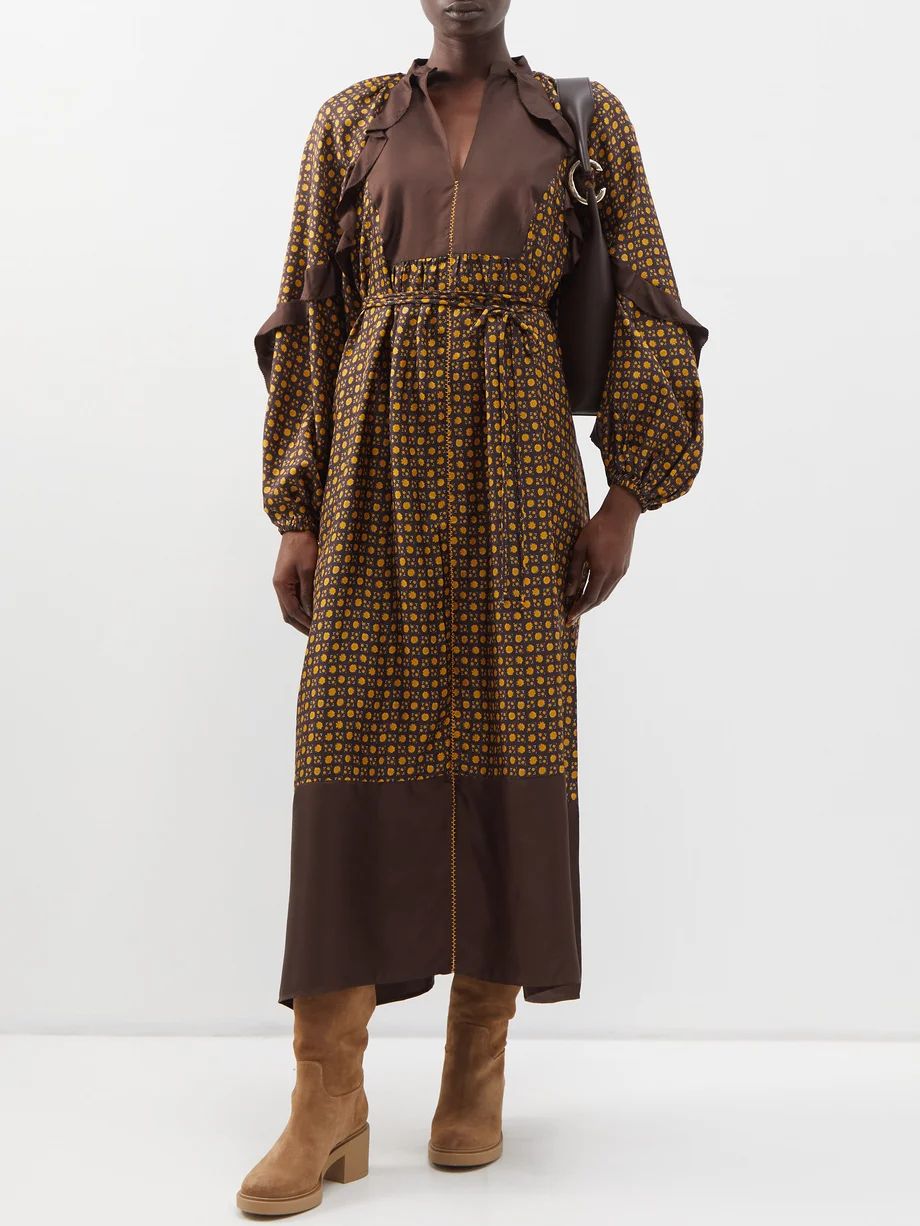 Flynn floral-print silk dress | Matches (US)