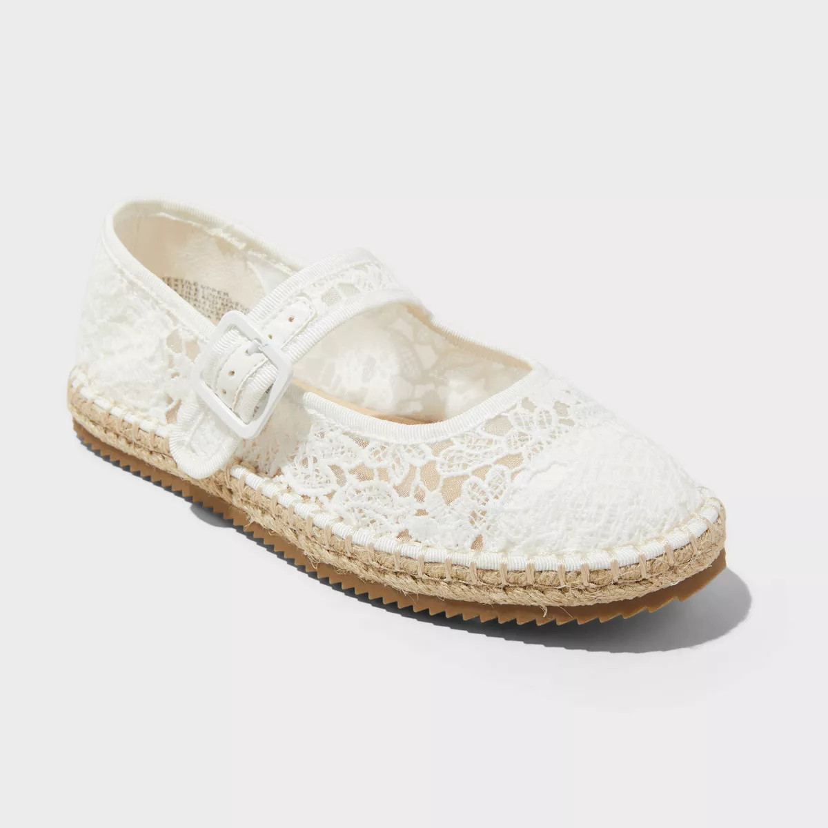 Kids' Madeline Lace Espadrille Mary Jane Flats - art class™ White 2: Adjustable Buckle, Closed ... | Target