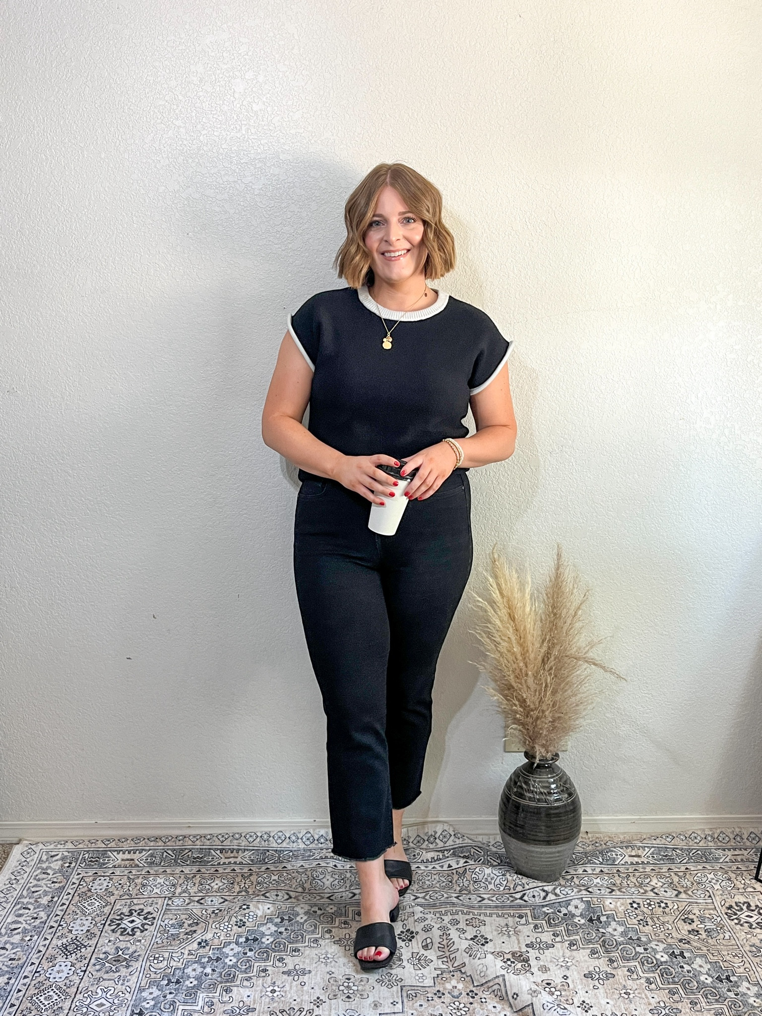 Teacher outfit or casual office style// love this sweater knit top with the white detailing. This will look so cute with jeans in the Fall too!

Wearing L in top (tts) 
jeans are old from Kohls 

#LTKMidsize #LTKWorkwear #LTKStyleTip