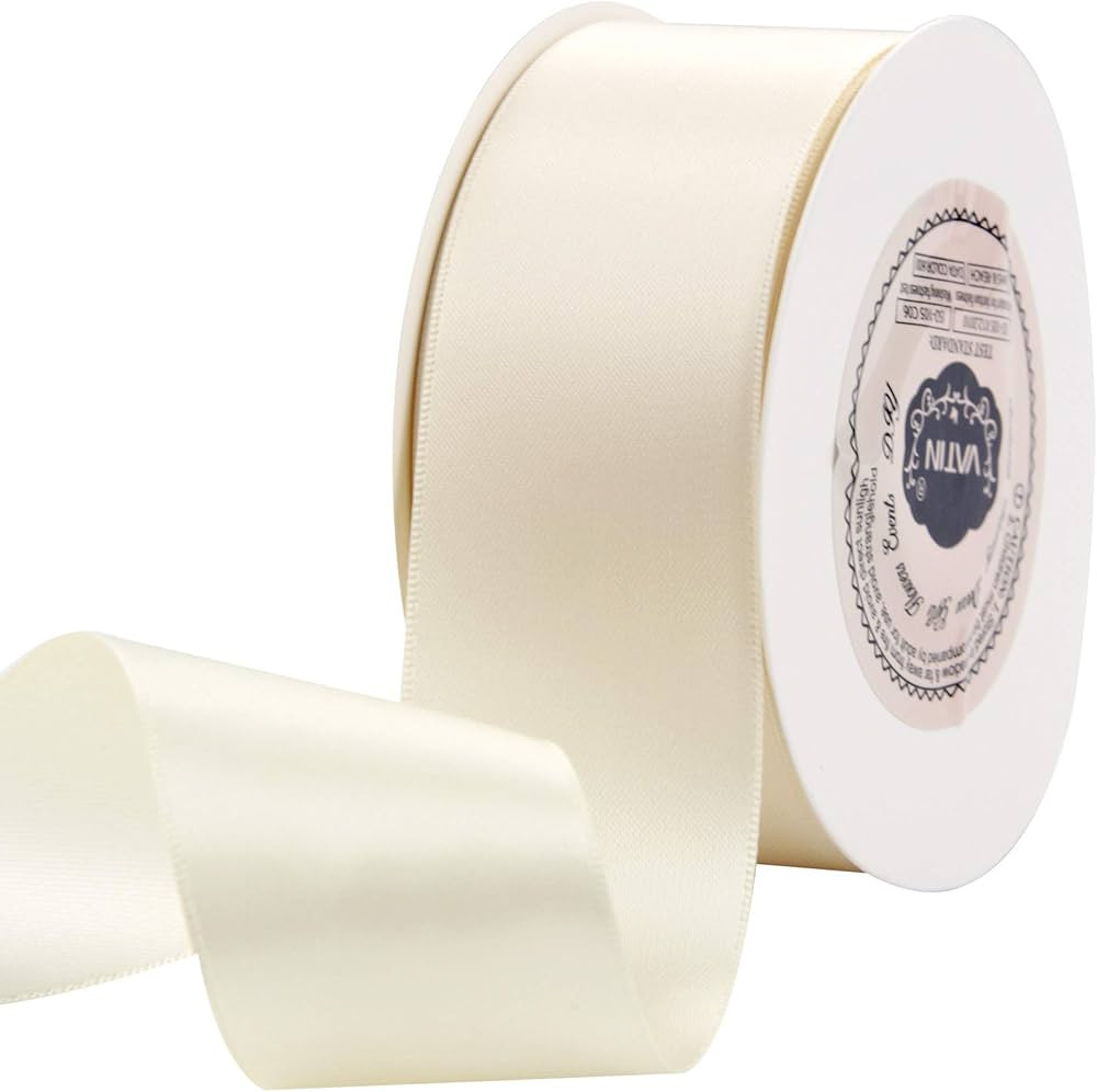 VATIN Deep Cream Ribbon, 1-1/2" Width x Continuous 25 Yards Double Faced Polyester Satin Ribbon f... | Amazon (US)
