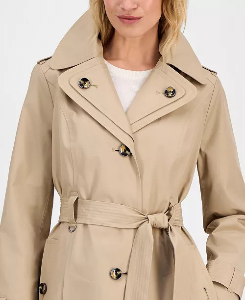 Women's Single-Breasted Hooded Belted Trench Coat | Macy's