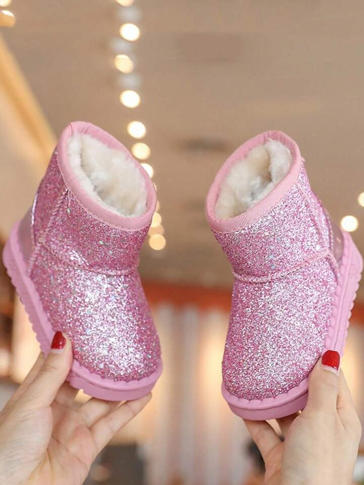 1pair Fashionable Glitter Colorful Cute Minimalist Warm Unisex Baby Snow Boots, Suitable For Todd... | SHEIN