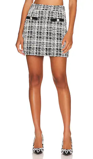 Alessandra Mini Skirt in Black & White | Revolve Clothing (Global)