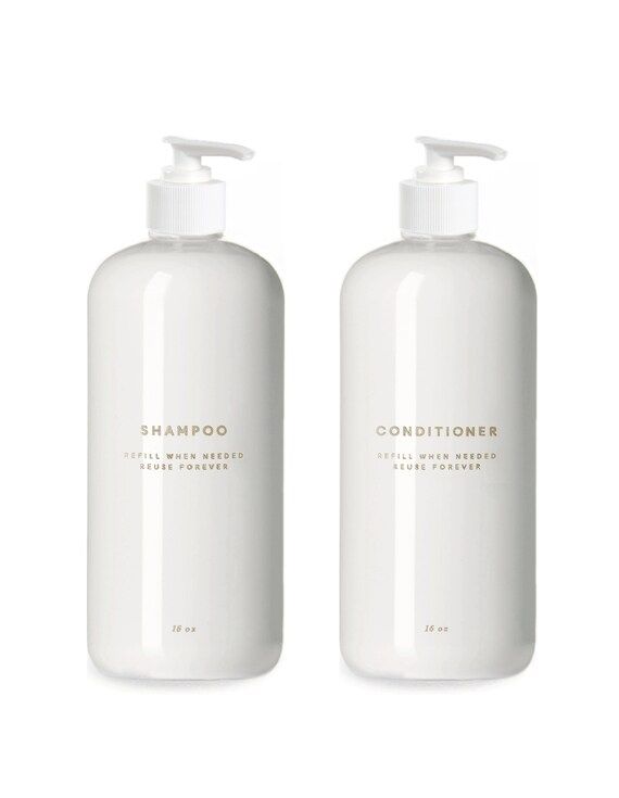 Shampoo & Conditioner Set  16oz White Plastic Opaque | Etsy Canada | Etsy (CAD)