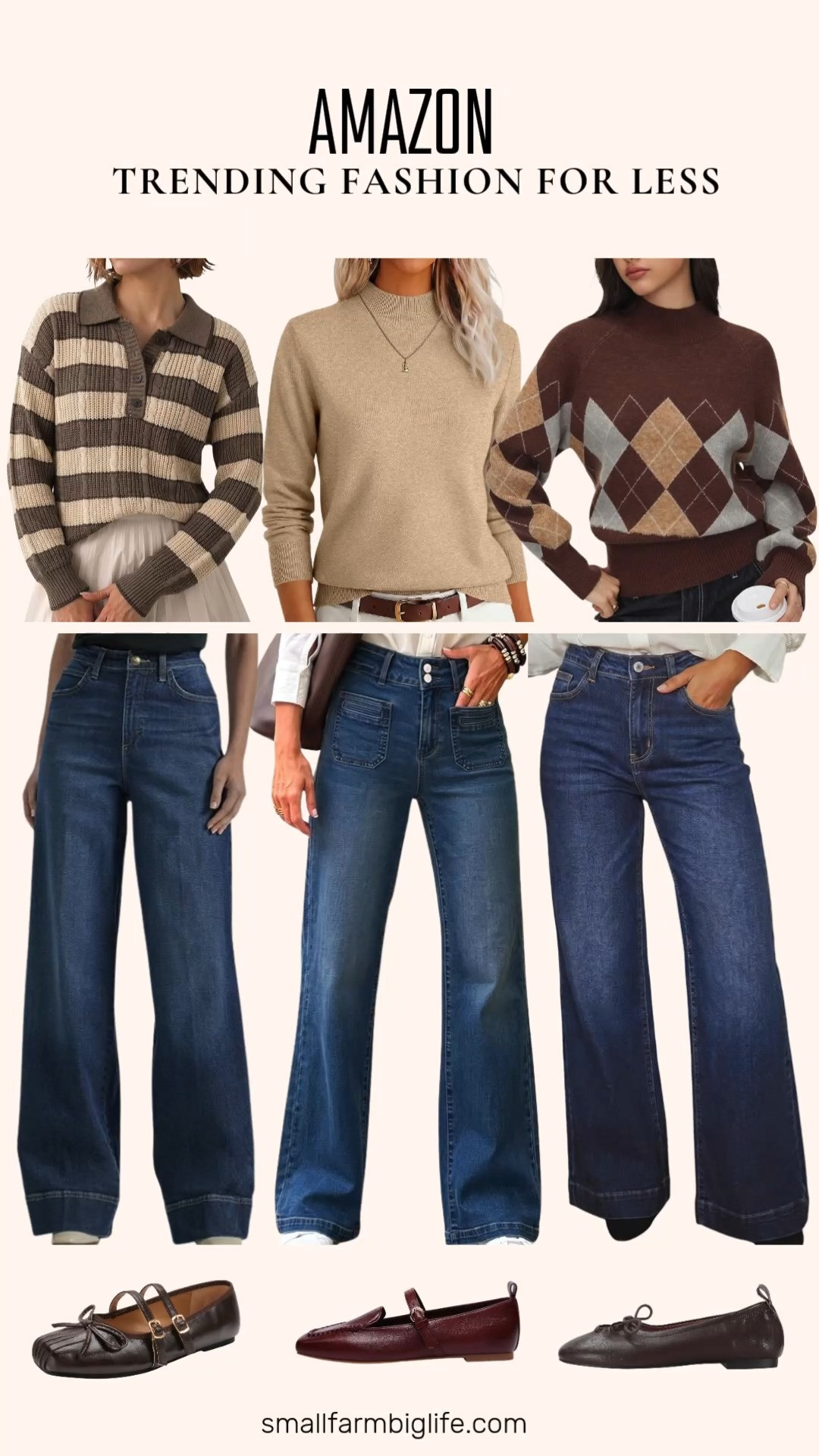 Trending Fashion For Less

Fall sweaters and denim are having a moment right now, and this roundup has plenty of both. The khaki and brown striped button polo sweater brings an old money, preppy feel, while the warm khaki mock neck pullover is a soft, lightweight layer perfect for business casual workwear. If you love a print, the brown, grey, and camel argyle mock neck sweater has that classic preppy academia look with a diamond pattern that feels right for fall outfits women will wear on repeat.

For denim, the vintage dark blue high rise trouser jean and the vintage blue high waisted wide leg jeans both work well for casual work outfits or weekend errands, and the navy wide leg baggy flare jeans lean into a more relaxed, straight leg silhouette.

On the shoe side, the burgundy square toe ballet flats and the dark brown mary jane flats with a bow both dress up any outfit for the office, and the dark brown lace up bow mary janes add a little extra detail for a date night look or a party.

#falloutfits #workoutfits #businesscasual #falldenim #preppystyle 

 #LTKootd #LTKOver40