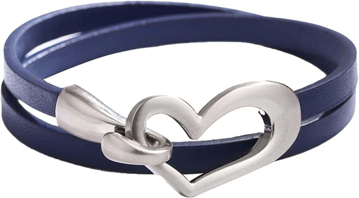 Leather Bracelet for Women Leather Choker Wrap Bracelets Metal Heart Leather Wristband Bracelets ... | Amazon (US)