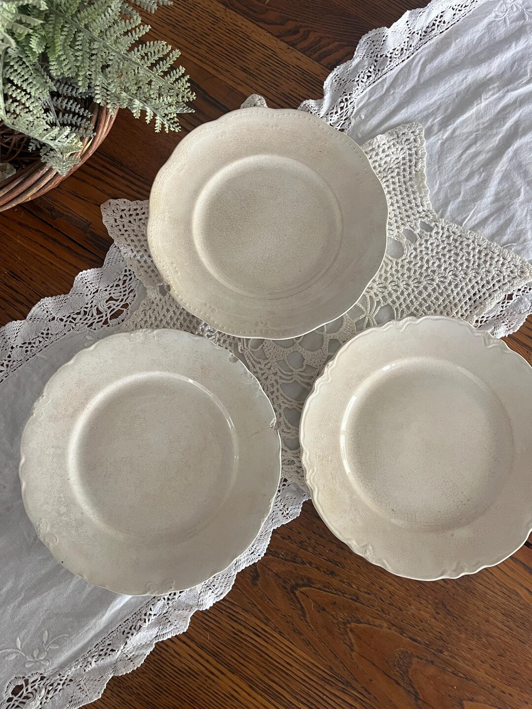 Antique Mismatched Chipped, Crazed and Stained Ironstone Plate Set Wall Plate Farmhouse Decor - E... | Etsy (US)