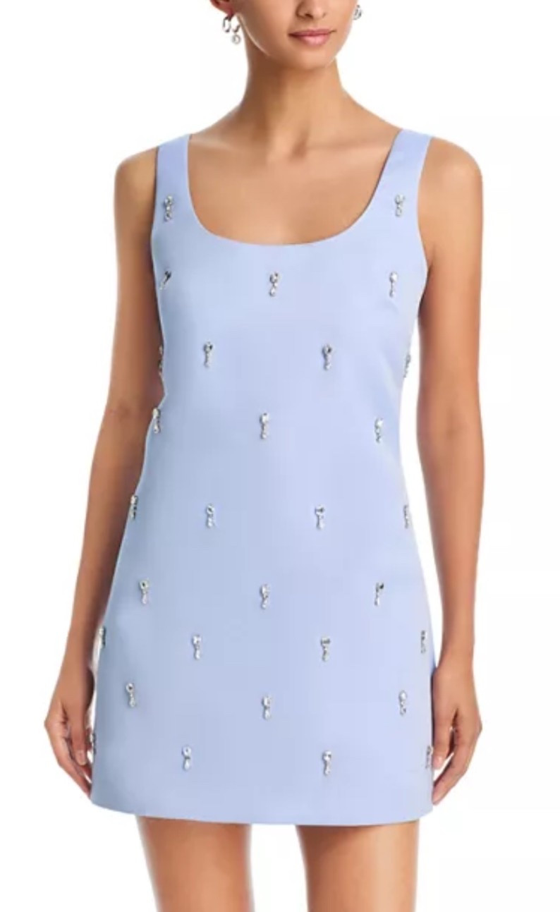 Light blue mini wedding guest dress or birthday party dress with small rhinestone diamond detailing

#LTKSaleAlert #LTKootd #LTKWedding