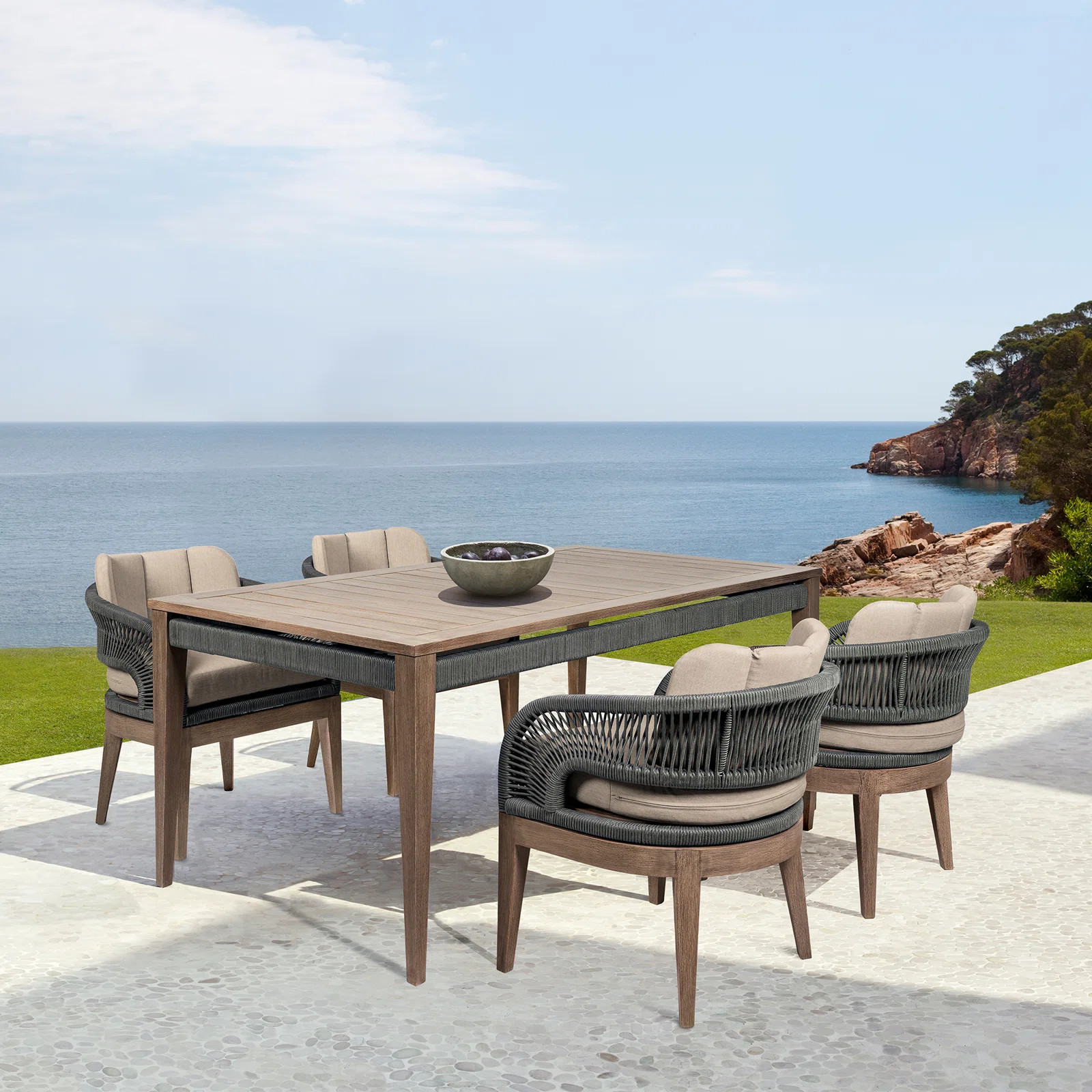 65'' Rectangular 4 - Person Outdoor Dining Set with Cushions | Joss & Main