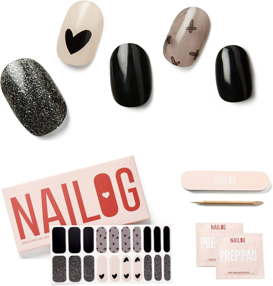 NAILOG Semi Cured Nail Strips for Halloween, 20 Extra Long Gel Nail Strips │ Glossy & Long Last... | Amazon (US)