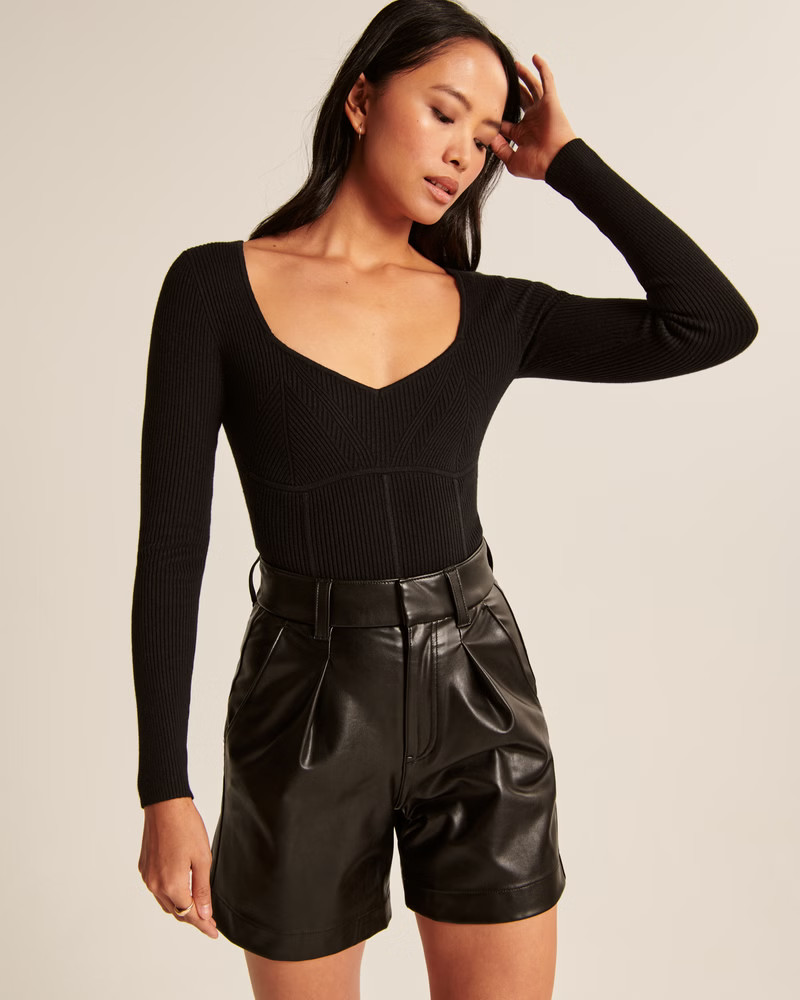 Women's Corset Sweetheart Sweater Bodysuit | Women's Tops | Abercrombie.com | Abercrombie & Fitch (US)