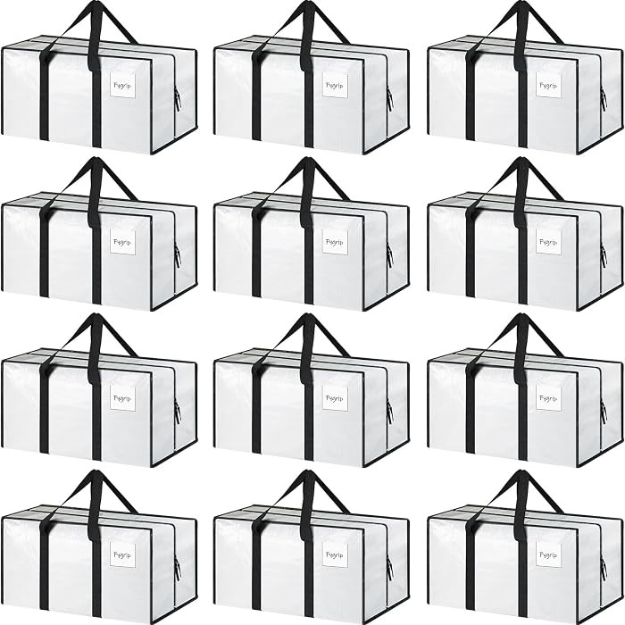 12 Pack Extra Heavy Duty Large Moving Bags with Strong Zipper & Comfortable Handles, Sturdy & Dur... | Amazon (US)