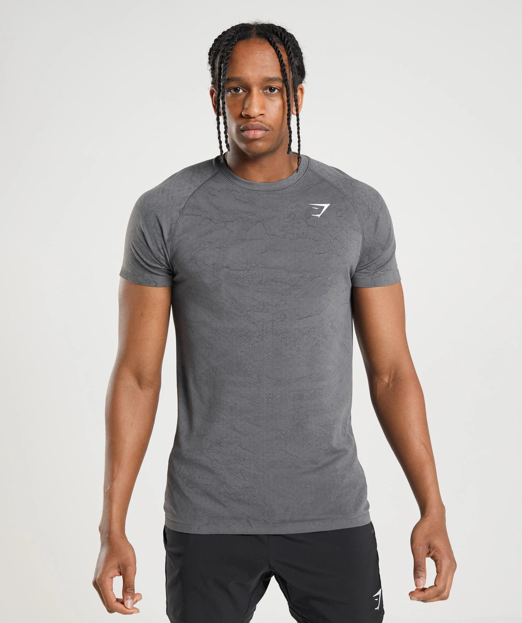 Gymshark Geo Seamless T-Shirt - Charcoal Grey/Black | Gymshark US