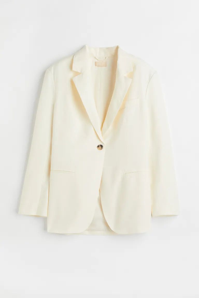 Conscious choiceBlazer in a linen and lyocell weave. Relaxed fit with notch lapels, a one-button ... | H&M (UK, MY, IN, SG, PH, TW, HK)