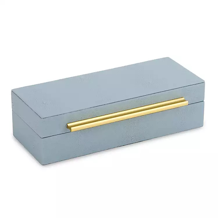 New! Small Blue Pebbled Leather Decorative Box | Kirklands