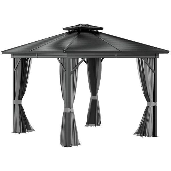 10'' X 10'' Outdoor Hardtop Gazebo Galvanized Steel Canopy With Aluminum Frame Double Vented Roof... | Wayfair North America
