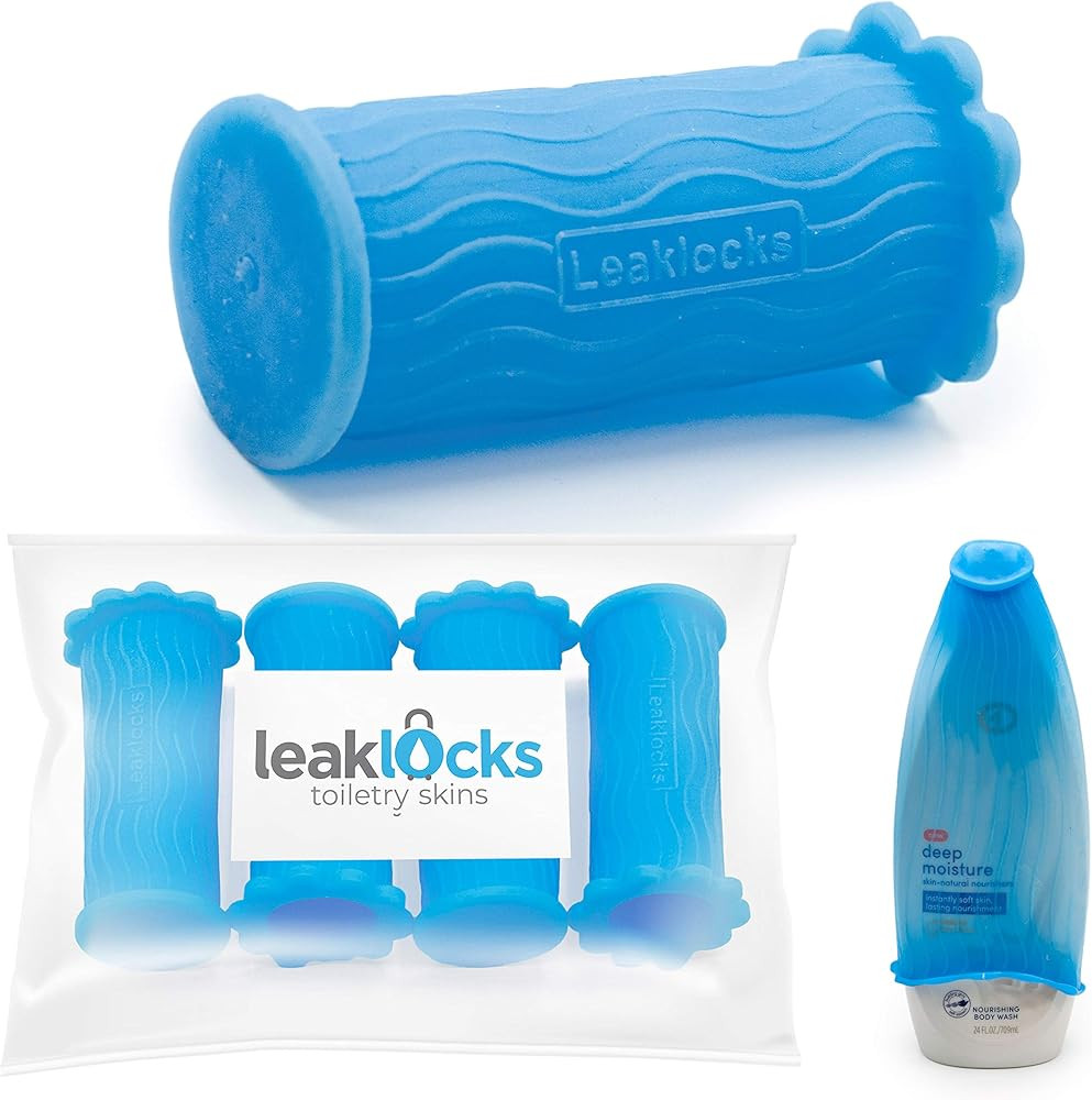 LeakLocks® Toiletry Skins™ Elastic Sleeve for Leak Proofing Travel Container in Luggage. For S... | Amazon (US)