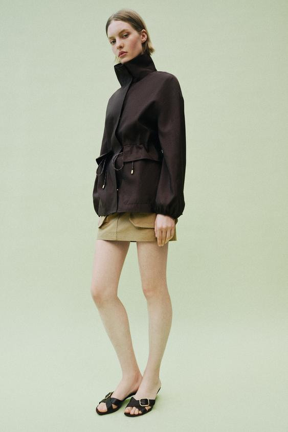 HIGH COLLAR JACKET WITH ADJUSTABLE WAIST | Zara US