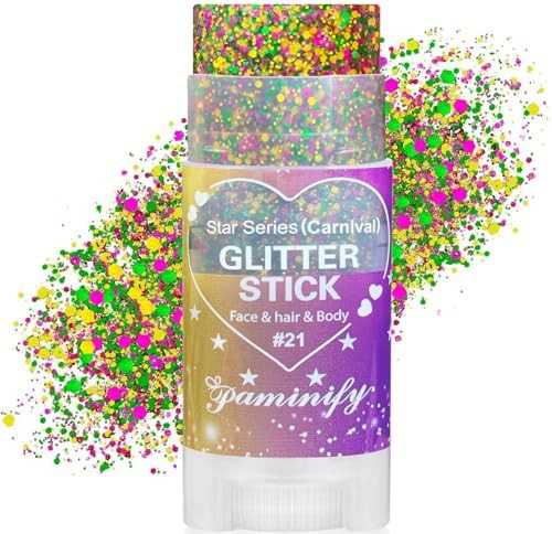 Paminify Mardi Gras Hair Face Glitter Stick,Mardi Gras Outfit for Women,Purple Green Gold Body Gl... | Amazon (US)