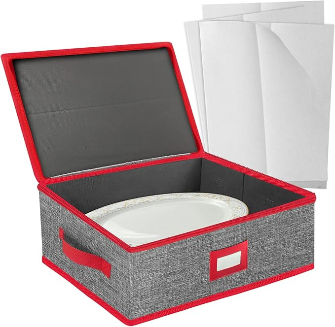 VERONLY Platter Storage Case Stackable - Christmas China Storage Containers, with Hard Lid Height... | Amazon (US)