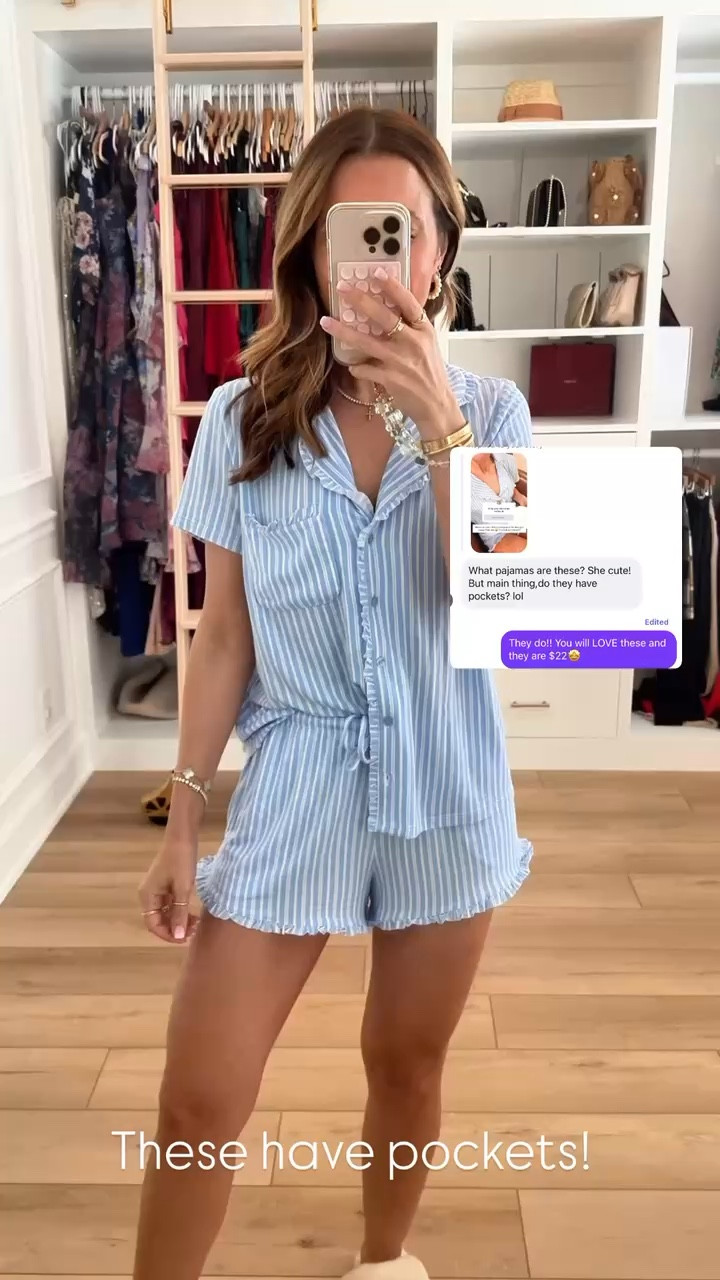 New $22 pajama sets from Walmart. Shorts have pockets + functional buttons on top. Very stretchy waist. Wearing XS. Matching pajama sets.

#LTKootd #LTKPetite #LTKTravel