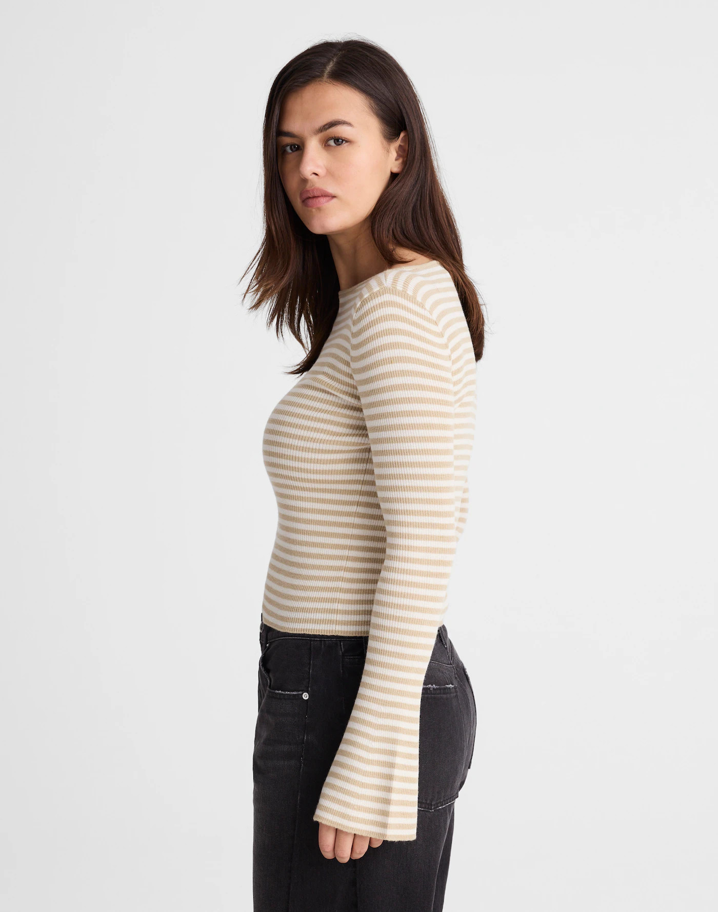 Flared-Sleeve Boatneck Sweater in Merino Wool-Silk Blend | Madewell