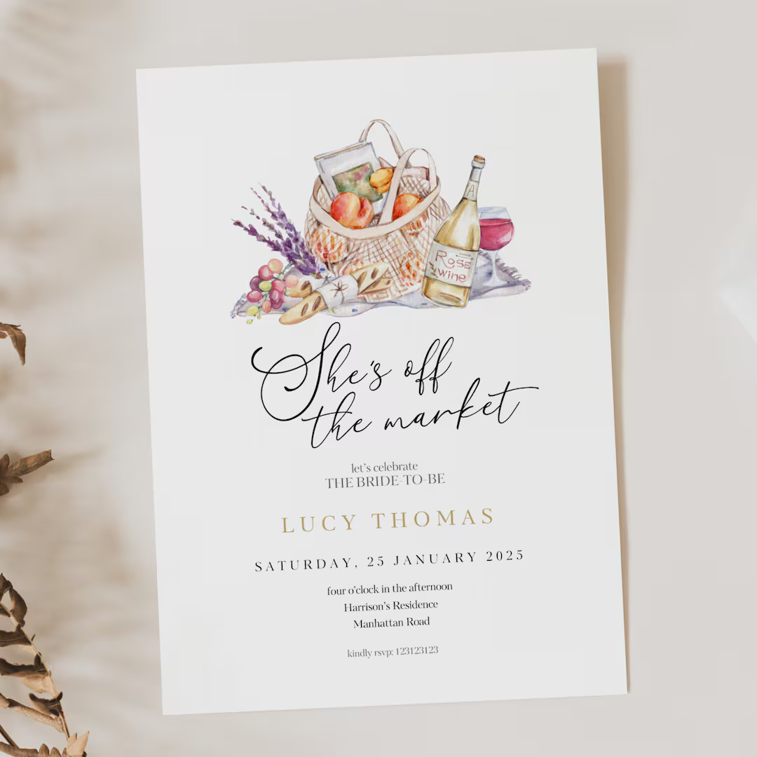 Fresh Off The Market Bridal Shower Invitation, Off The Market Bridal Shower Invite, She's Off The... | Etsy (US)