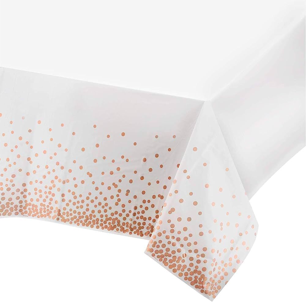 Mokani Disposable Plastic Tablecloths, 4 Pack Party Rectangle Table Cloths, Rosegold Dot Confetti... | Amazon (CA)