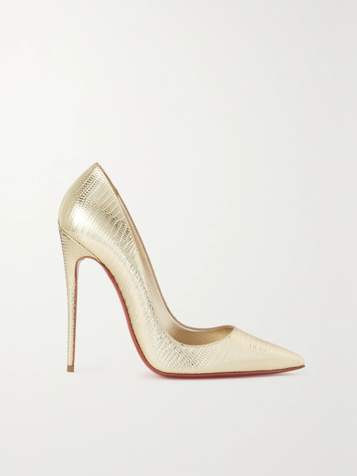 Christian Louboutin - So Kate 120 Metallic Lizard-effect Leather Pumps - Gold | NET-A-PORTER (US)