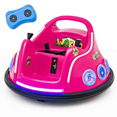 Costway 12V Kids Ride on Bumper Car Remote Control w/ Flashing LED Light & Music Pink | Target