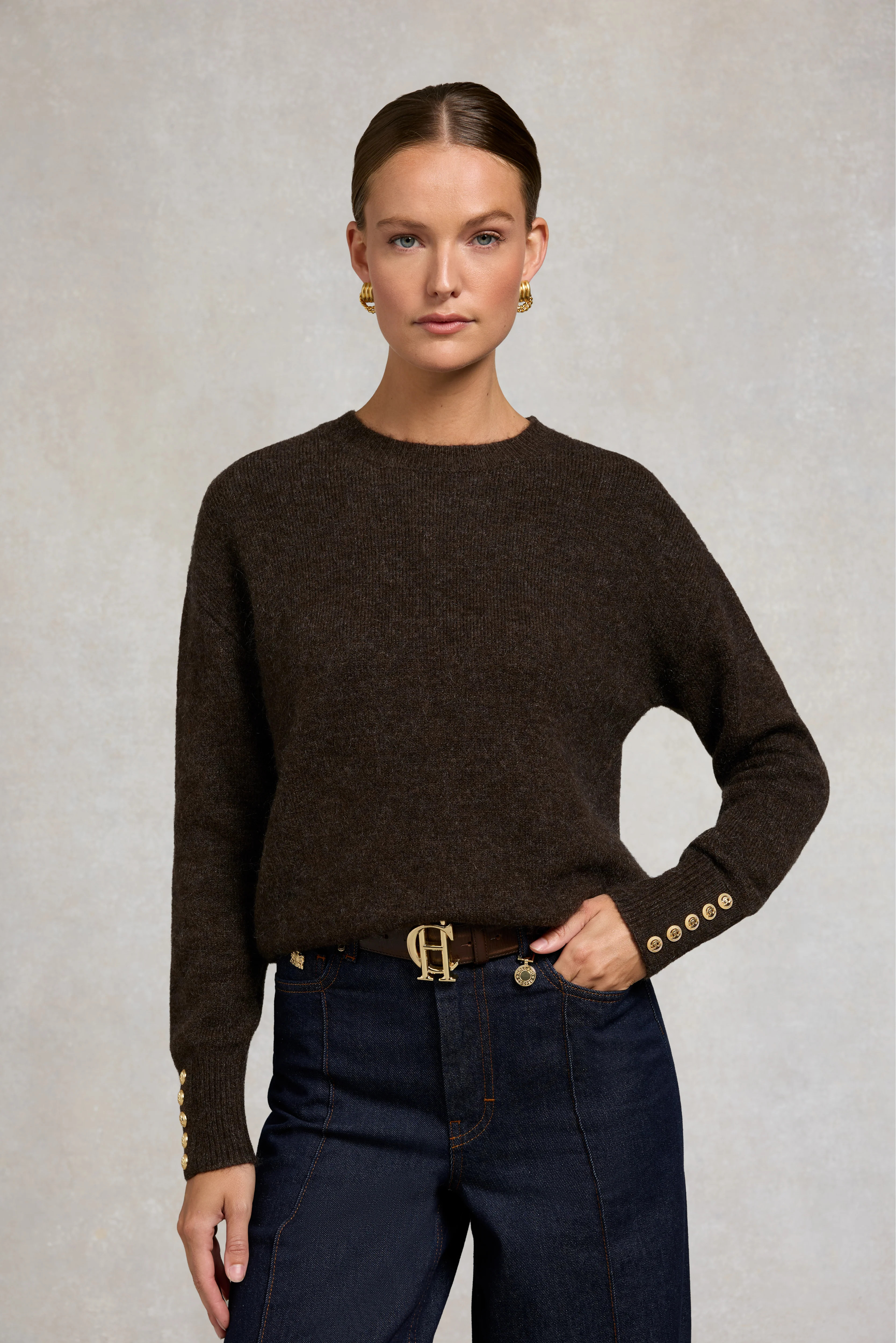 Tori Crew Neck Knit (Chocolate) | Holland Cooper