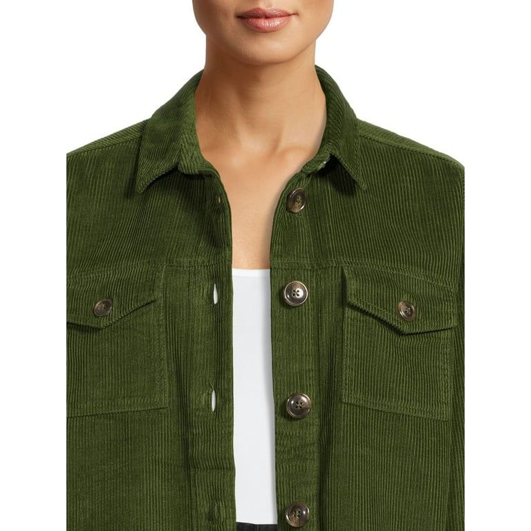 Time and Tru Women's Corduroy with Buttons Shacket | Walmart (US)