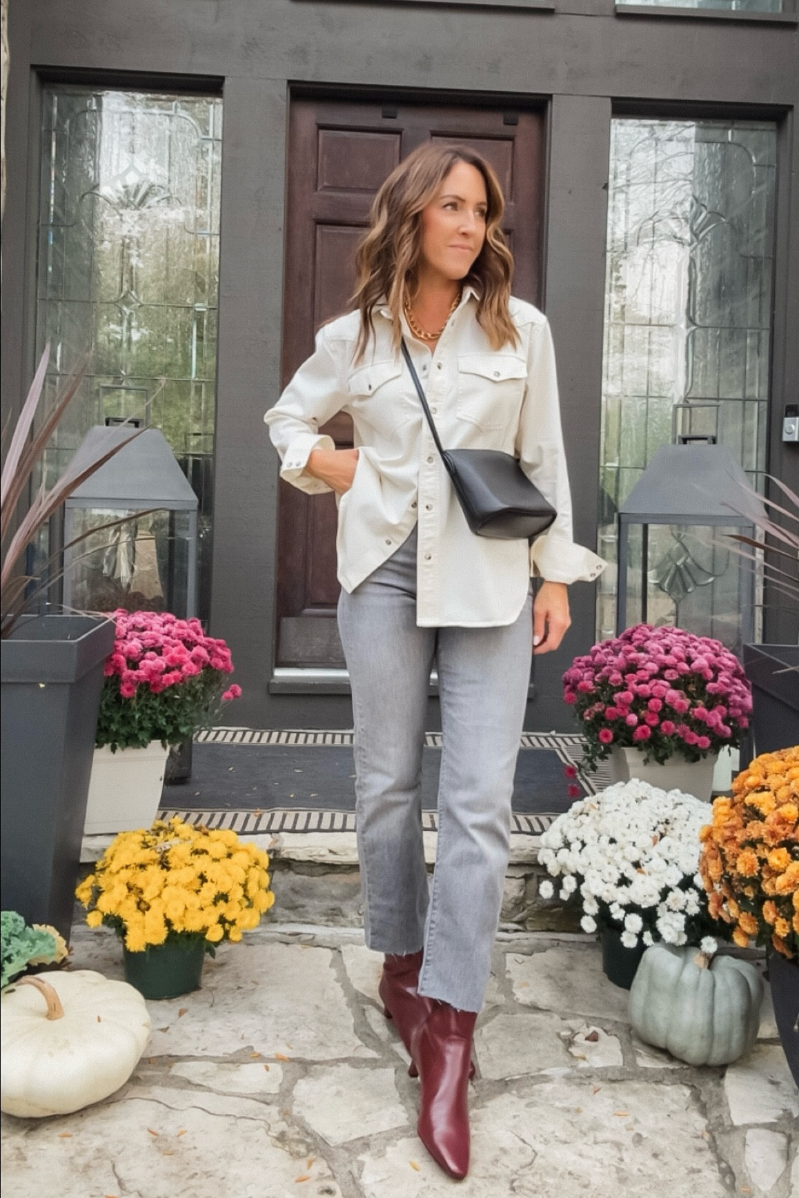 Elevated everyday style with @madewell 
#madewellpartner #ad #madewell
Size small shirt - size up for a more oversized fit 
Jeans gown one size 

#LTKxMadewell #LTKSeasonal #LTKOver40