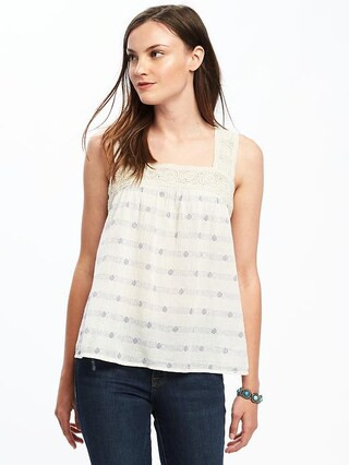 Crochet-Yoke Swing Tank for Women | Old Navy US