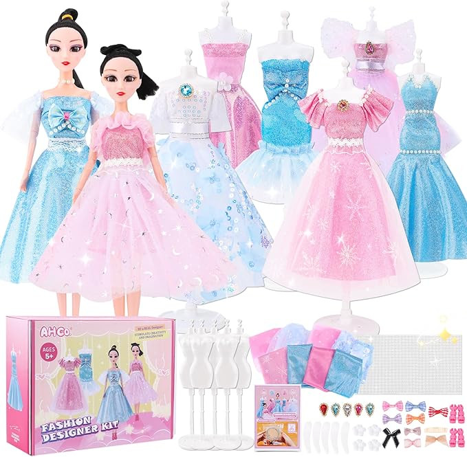 Fashion Designer Kit with 5 Mannequins & 2 Models, Arts and Crafts Kit for Girls, Sewing Kit for ... | Amazon (US)