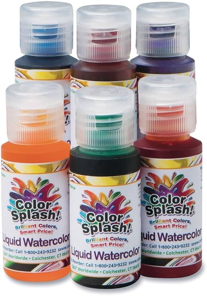 S&S Worldwide Color Splash! Liquid Watercolor Paint, 6 Vivid Colors, 1-oz Drip-Dispense Bottles, ... | Amazon (US)