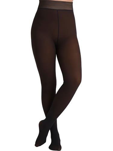 HONENNA 5 Skin Colors Fake Translucent Fleece Lined Tights, Winter Thermal Pantyhose for Women under Dress, medias térmicas, Cocoa S-M | Amazon (US)