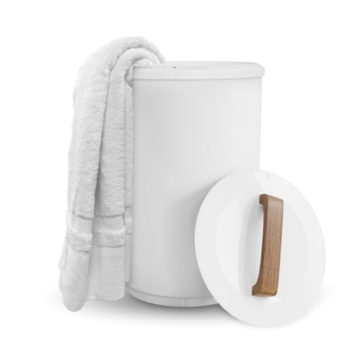 SAMEAT Heated Towel Warmers for Bathroom - Large Towel Warmer Bucket, Wood Handle, Auto Shut Off, Fits Up to Two 40"X70" Oversized Towels, White | Amazon (US)