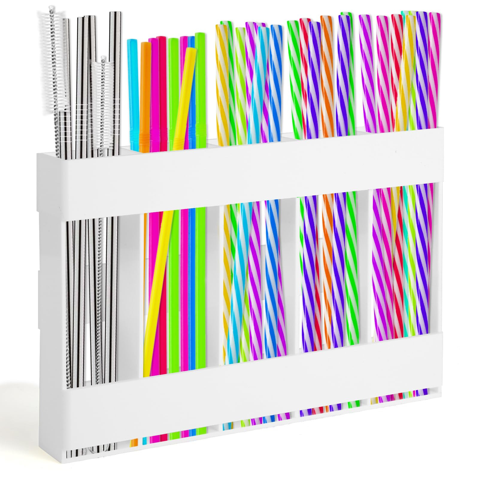 Acrylic straw holder with double-sided tape, cabinet straw organizer, reusable glass straw storag... | Amazon (US)