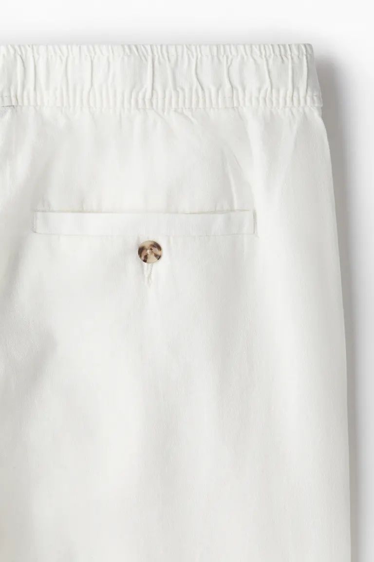 Regular Fit Linen-blend Pants - Regular waist - Long - White - Men | H&M US | H&M (US + CA)