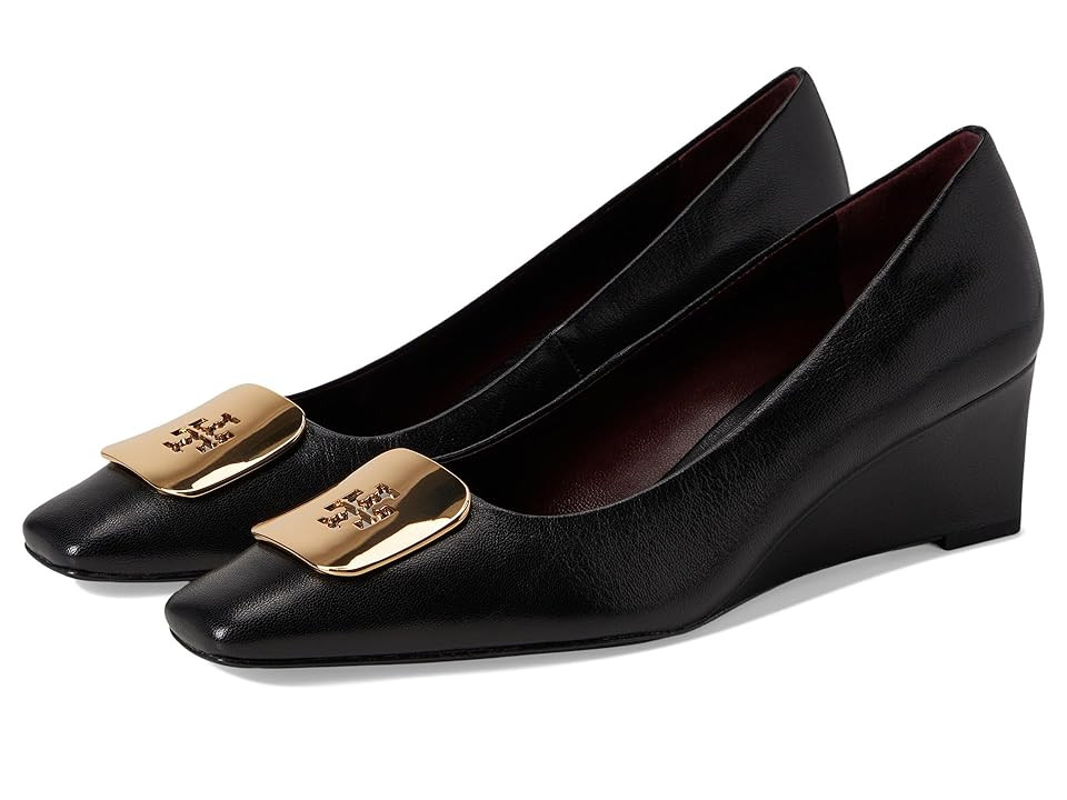 Tory Burch Georgia Wedge 55 mm High Women's Heels Perfect Black : 10.5 M, Leather | Zappos