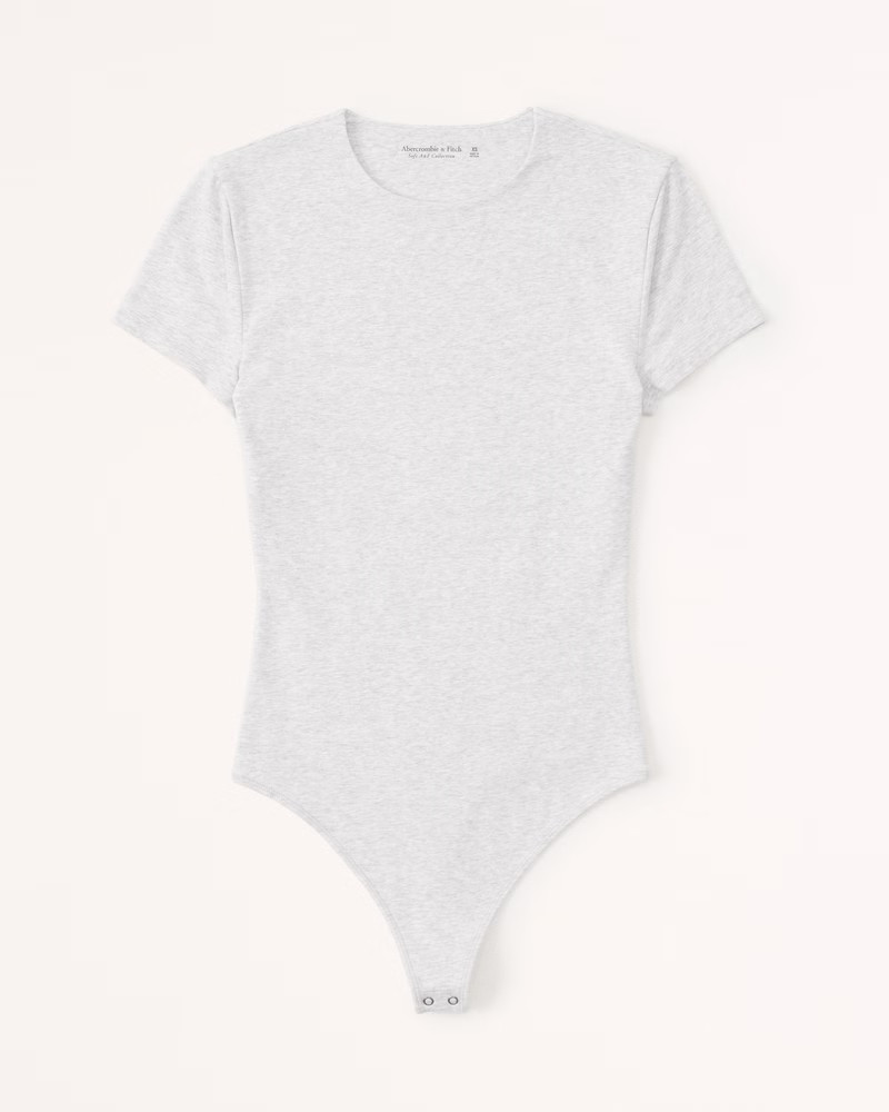 Short-Sleeve Cotton-Blend Seamless Fabric Crew Bodysuit | Abercrombie & Fitch (UK)