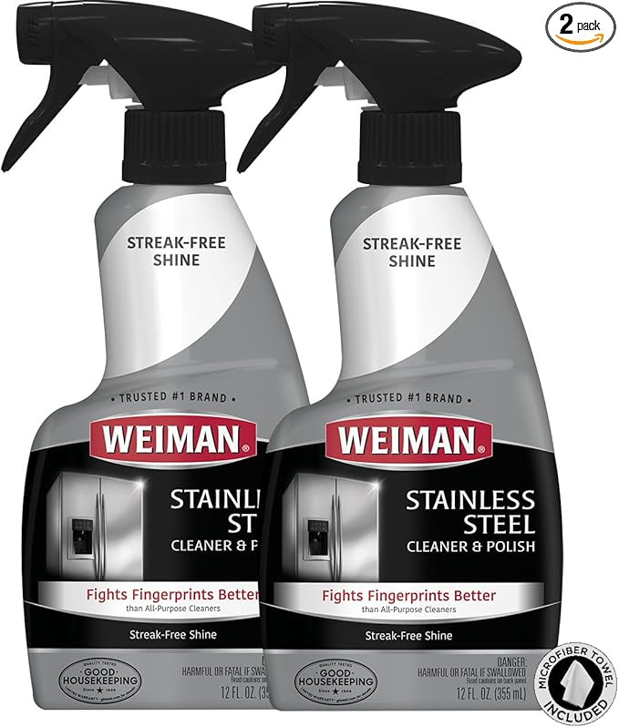 Weiman Stainless Steel Cleaner and Polish - 2 Pack - Removes Fingerprints, Residue, Water Marks a... | Amazon (US)