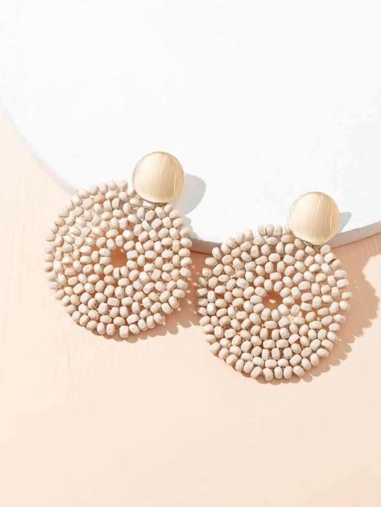Bead Decor Round Drop Earrings | SHEIN
