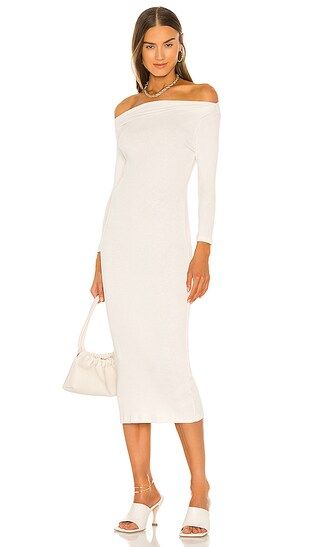 Rib Jersey Boat Neck Dress in Oyster | Revolve Clothing (Global)