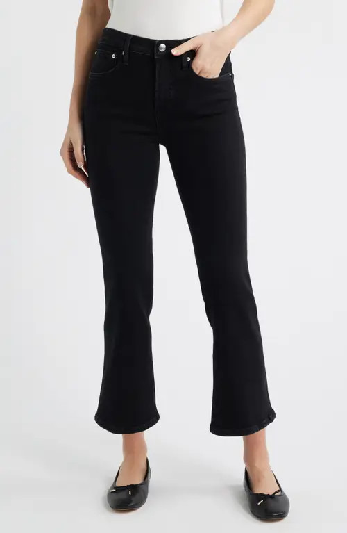 Madewell The Stretch Flare Crop Jeans in Black Rinse Wash at Nordstrom, Size 29 | Nordstrom