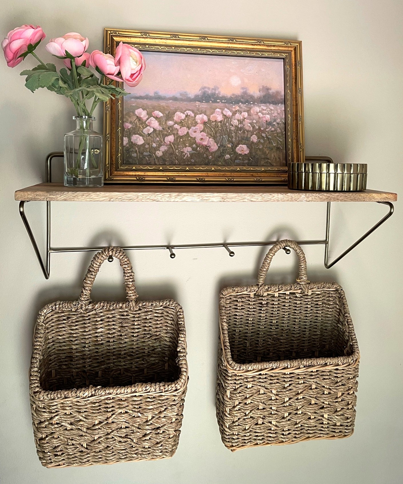 Home decor, spring decor, wall art, framed wall art, hanging baskets, woven baskets, wall shelf, living room, entryway, foyer

#LTKHome