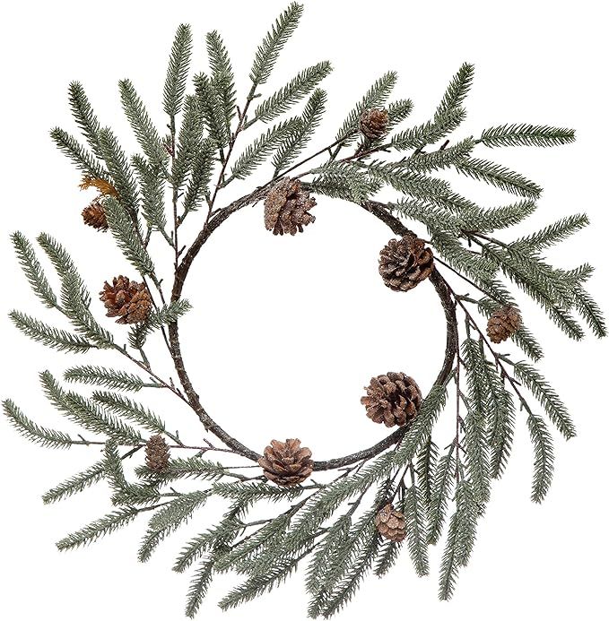 Creative Co-Op 23-1/2" Round Faux Pine Wreath w/Pinecones & Glitter Wall Decor, Multi | Amazon (US)
