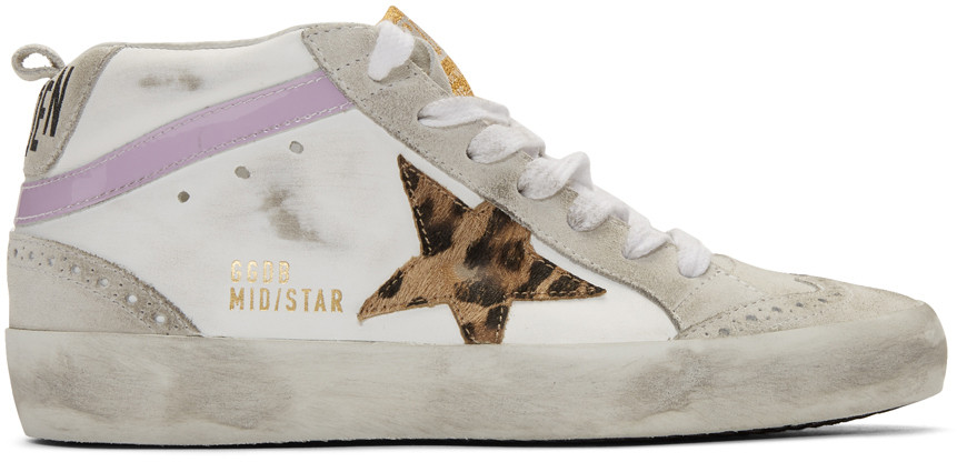 Golden GooseWhite Leopard Mid Star Sneakers$560 USD | SSENSE 